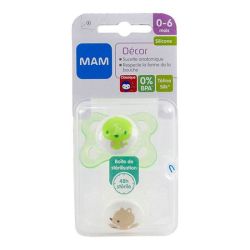 Mam 2 Sucettes anatomiques décor 0-6 mois Quarz rose&opaque-Green mamba&opaque