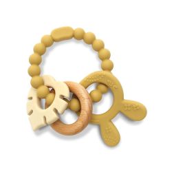 Anneau De Dentition Silicone + Hetre+ Lapin Jaune - Jaune - 1 unité