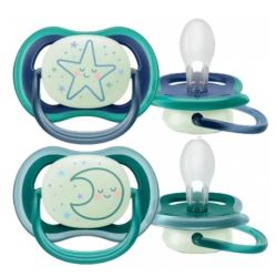 Avent Ultra Air Nighttime 2 Sucettes orthodontiques 6-18 Mois
