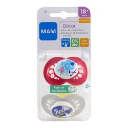Mam 2 Sucettes anatomiques décor +18 mois fille-garçon