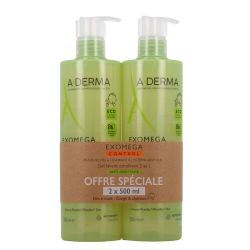 Gel Lavant Émollient 2 en 1 Anti-Grattage Exomega Control - Lot de 2 - 2 x 500 ml