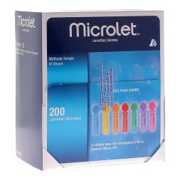 Microlet Lancettes colorées pour autopiqueur - 200 lancettes