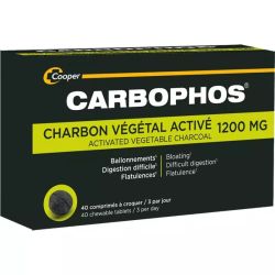 Carbophos - Charbon Végétal Activé 1200 mg - 40 comprimés à croquer
