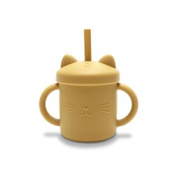 Tasse en silicone avec poignées et paille - yellow - 1 unité