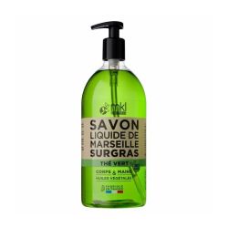 Savon de Marseille Liquide - Thé Vert - Nettoyant hydratant corps - 1 L