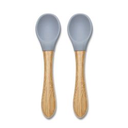 Lot de 2 cuillères en silicone et bambou - Gris