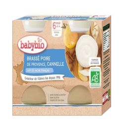 Babybio pots brassé poire, cannelle dès 6 Mois 2x130g