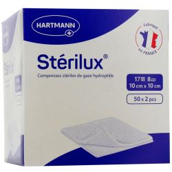 Stérilux ES compresses de gaze stériles - 10 cm x 10 cm, 100 compresses