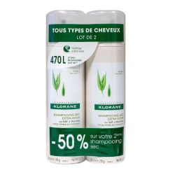 Klorane Shampooing sec extra-doux lait d'avoine 2x150ml