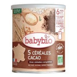 5 Céréales Cacao Riz, Blé, Avoine, Seigle, Quinoa - 220 g