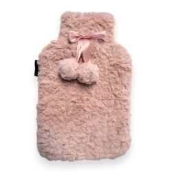 Bouillotte à Eau Housse Pompon Rose - 2 L