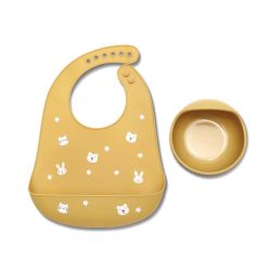 Set 2 Pcs Bavoir + B.assiette Rebord - Jaune