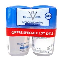 Vichy Deod Mineral S/Sel Bille 48H 50Mlx2