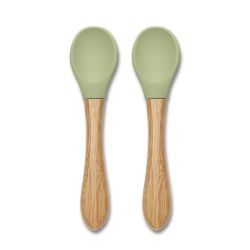 Lot de 2 cuillères en silicone et bambou - Vert