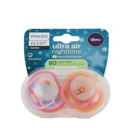 Ultra Air Nighttime - Sucettes Orthodontiques Animaux Rouge et Violet - 2 sucettes
