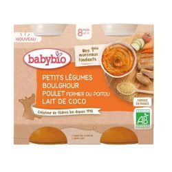 Babybio petits légumes boulghour poulet fermier lait de coco Bio 2x200g