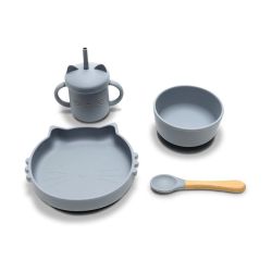 Set repas 4 pièces en silicone - Gris - 1 unité