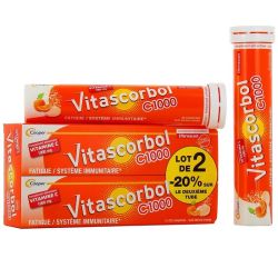Vitascorbol Vitamine C 1000 - Lot de 2 x 20 comprimés effervescents