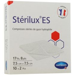 Sterilux ES Compresses Stériles - 7,5 x 7,5 cm - 10 sachets de 2 compresses