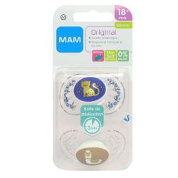 Mam 2 sucettes anatomiques silicone +18 mois collection animaux