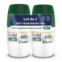 Déodorant Anti-transpirant Végétal 48h Roll-On Bio Senteur Coco - 2 x 50 ml