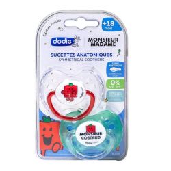 2 sucettes anatomiques Monsieur Madame Costaud +18 mois