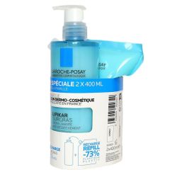 Lipikar crème lavante anti-dessèchement et recharge 2x400ml