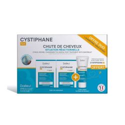 Cystiphane Chute de Cheveux Réactionnelle - 2 x 120 comprimés + 100 ml