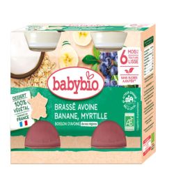 Babybio desserts végétaux brassé avoine Banane Myrtille +6m Bio 2x130g