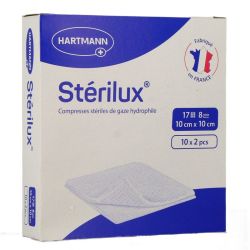 Stérilux compresse de gaze - 10 cm x 10 cm - 10 sachets de 2 compresses
