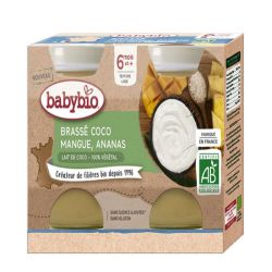 Babybio brassé végétal coco mangue ananas 6 Mois et + Bio 2x130g