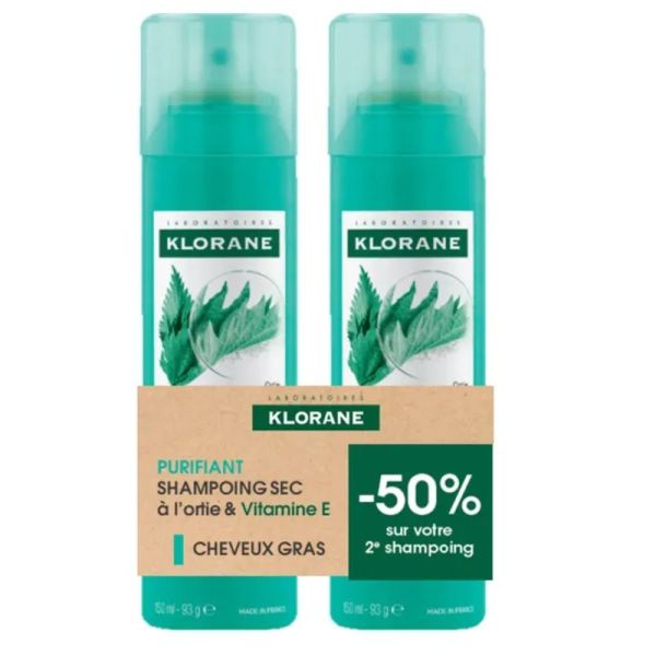 Shampooing Sec Séboréducteur Cheveux gras Ortie - 2 x 150 ml
