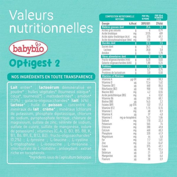 Optigest 2 Formule épaissie de 6 à 12 mois Bio - 800 g