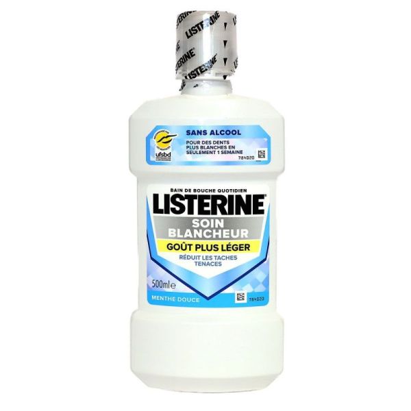 Soin Blancheur bain de bouche goût plus léger menthe douce 500ml