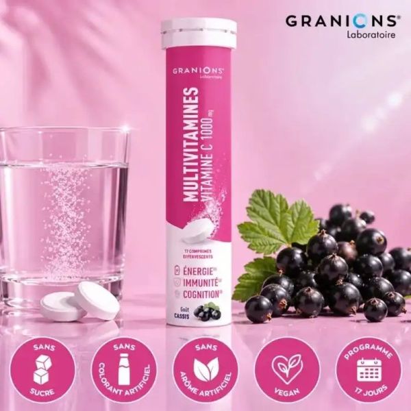 Multivitamines - Goût cassis - 17 comprimés effervescents