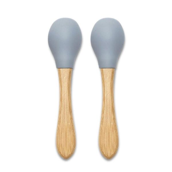 Lot de 2 cuillères en silicone et bambou - Gris