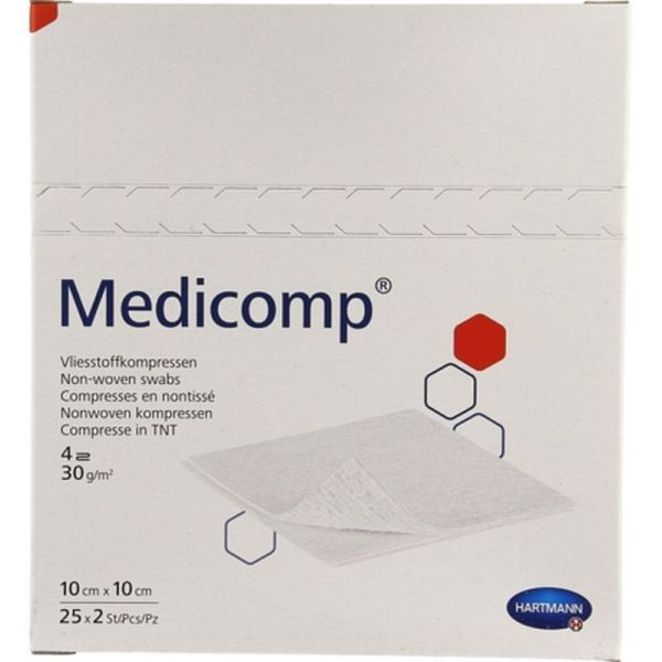 Medicomp - 10 x 10 cm, 25 sachets de 2 compresses