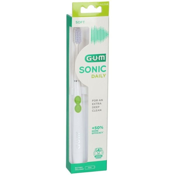 Brosse à Dents Sonic Blanche à Pile Souple Sonic Daily