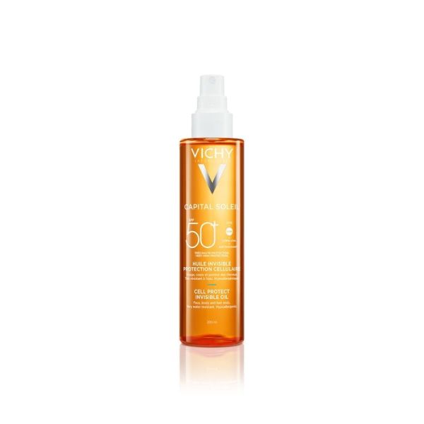 Huile Solaire Invisible SPF50+ + Lait Apaisant Après-Soleil offert Capital Soleil - Huile 200 ml, Lait 100 ml