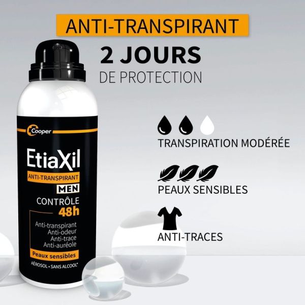 Anti-transpirant Homme Contrôle 48h - Transpiration Modérée MEN - 2 x 150 ml