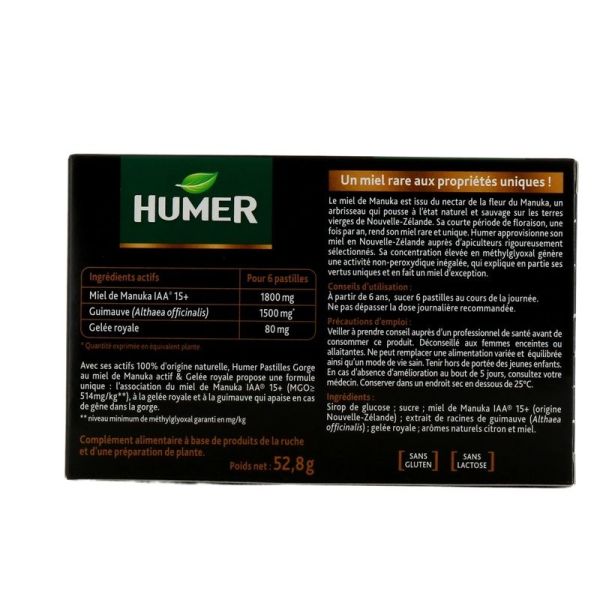 Pastilles Gorge Au Miel de Manuka Actif IAA 15+ - 16 pastilles