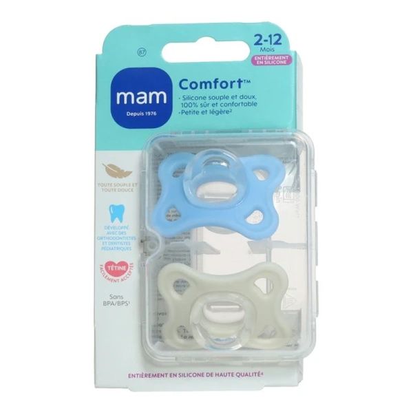 Comfort Sucette symétrique silicone - 2-12 mois - Lot de 2