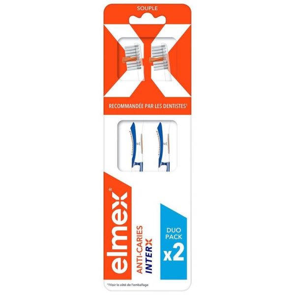 ANTI-CARIES INTERX - Brosse à Dents Standard Souple - 2 unités