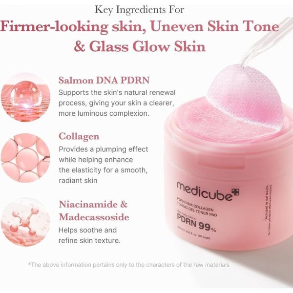 PDRN Pink Collagen Toning Gel Toner Pad - 120 ml