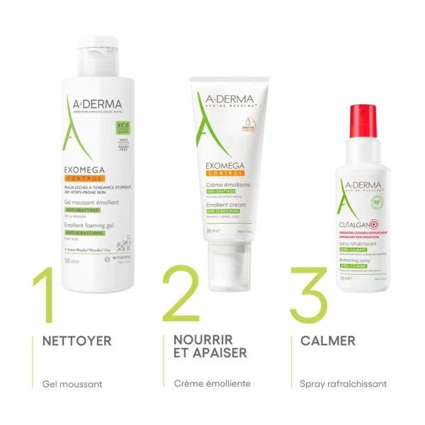 Gel Moussant Émollient Anti-grattage Exomega Control - 2 x 500 ml