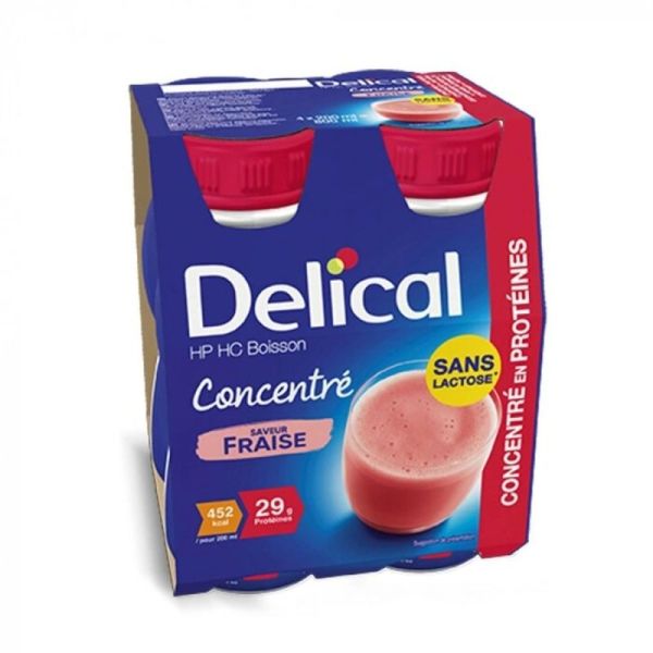 Delical Concentré Boisson Hypercalorique Fraise - 4 x 200 ml