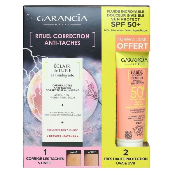 Eclair de lune la Foudroyante crème anti-taches 30ml + fluide SPF50+ 20ml offert