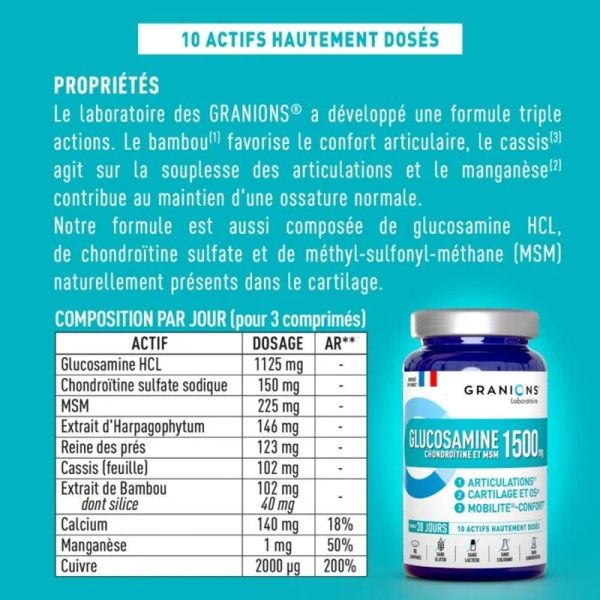 Glucosamine 1500 mg - 90 comprimés