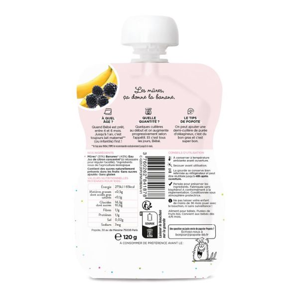 Popote Gourde Mures Banane 120G