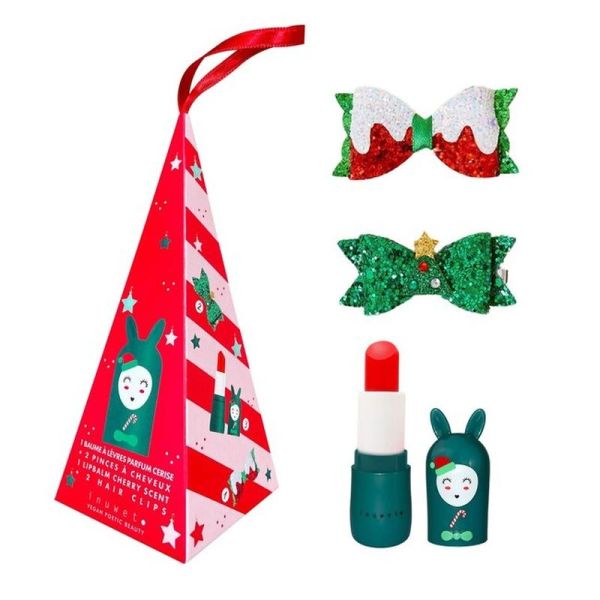 Coffret Cone Bunny X-Mas - Baume à Lèvres Cerise + 2 Barrettes